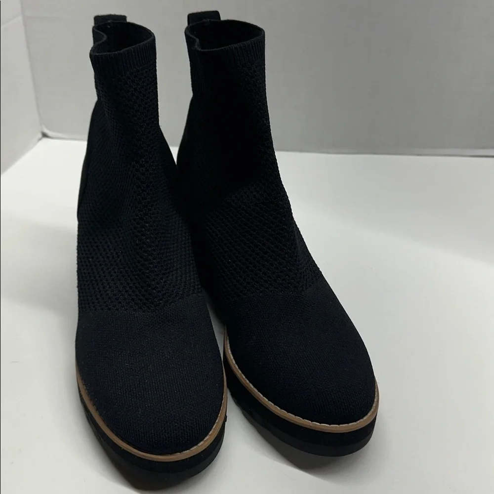 Eileen Fisher Wedges Ankle Boots London Recycled Stretch Knit Black New Size 10